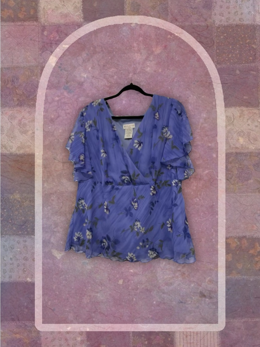White Stag Lavender Floral Wrap Blouse